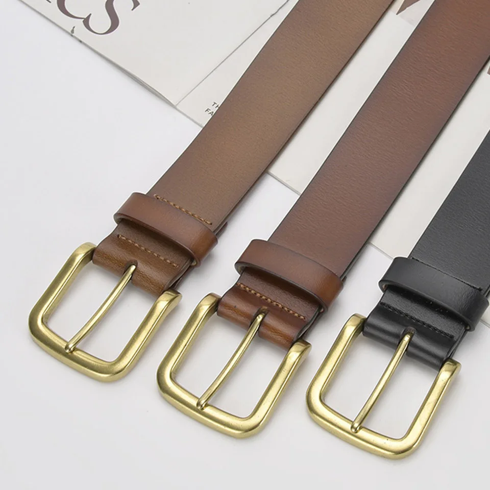 High Quality Leather Belt Leather Pin Buckle Trend Personality Versatile Design Belt Leisure Business Simple Youth Belt 2077S