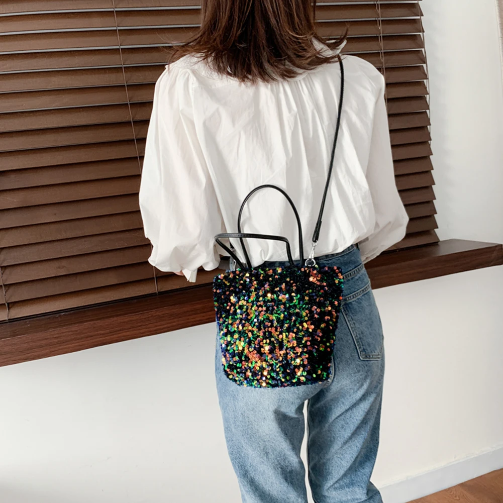 

Модная Сумка-мешок с блестками, сумка-слинг, кошелек, женский дорожный мессенджер на плечо для покупок на открытом воздухе, украшения для пу...