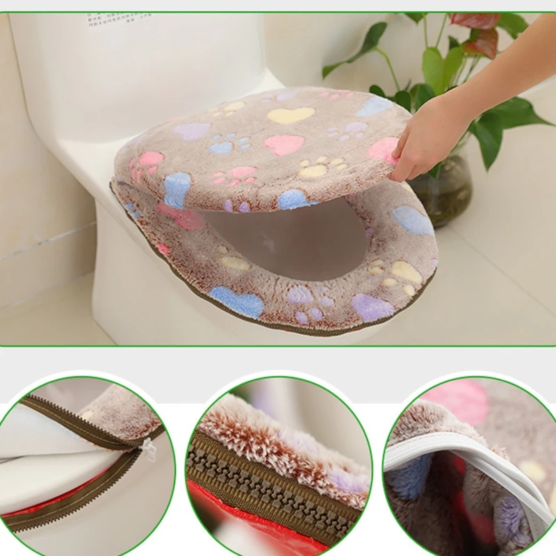 

Толстая Наволочка на сиденье унитаза, Наволочка на молнии, коралловый бархат, мягкая теплая наволочка для дома, ванной комнаты, водонепрони...