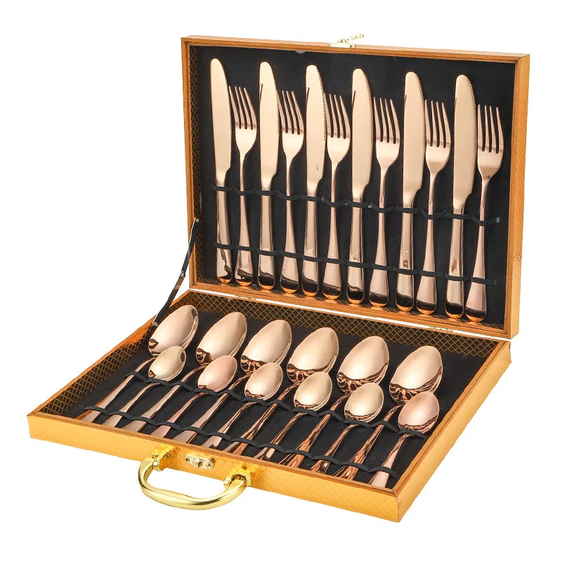 

Household 24 Pieces Dinnerware Sets Free Shipping Stainless Steel Western Spoon Fork Knife Set Vaisselle Cuisine Kitchenware