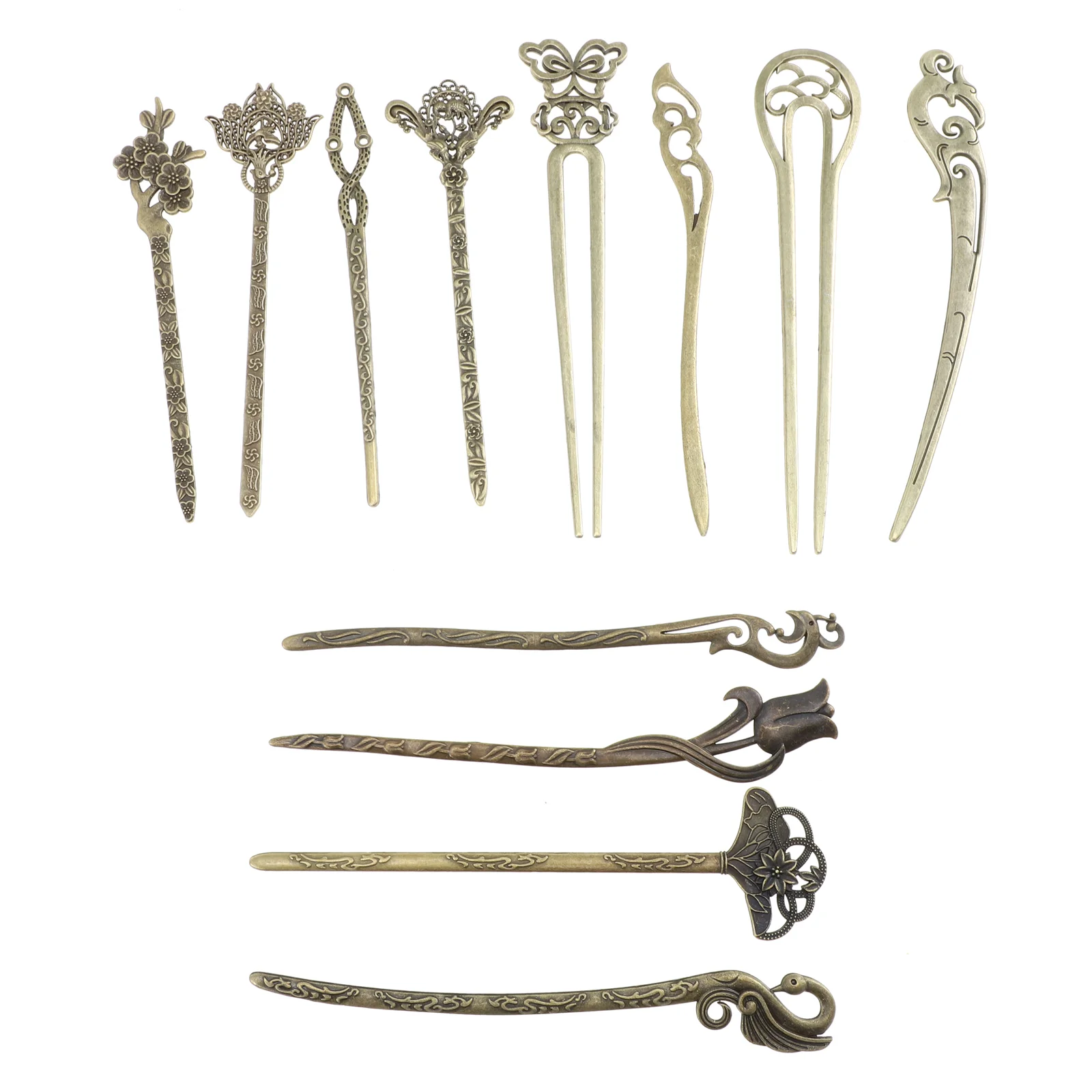 

12pcs Ancient Style Hair Sticks Hair Bun Holder Clips Vintage Hair Forks