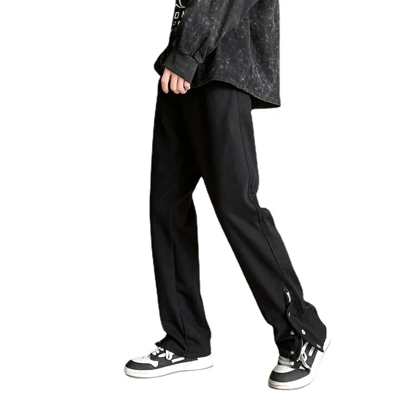 Jeans Men's Baggy Designer Single Breasted Slit Brand Denim Pants Fashion Y2K Gothic Streetwear Korean Clothing Male Trousers