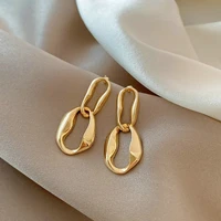simple metal irregular geometric dangle earrings gold color for women elegant daily jewelry gift