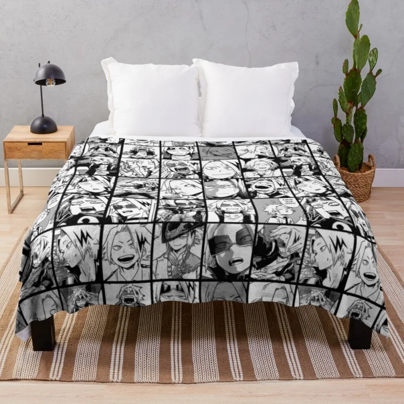 

Kaminari denki- manga black and white version Throw Blanket Knitted Blanket