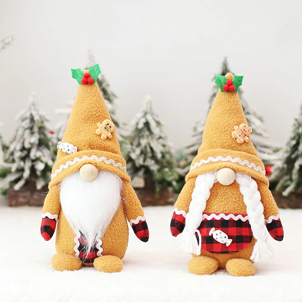 

New Arrival Christmas Decorations Couple Model Gingerbread Man Doll Ornament Faceless Doll Doll Wholesale Muñeca Sin Rostro