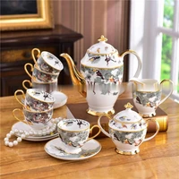 15pcs european porcelain coffee cup set forest animals decor art bone china sugar bowl milk jar luxury kitchen tea tableware
