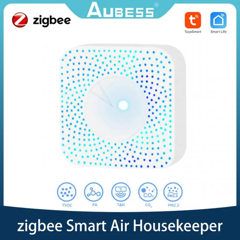 

Датчик качества воздуха Tuya Zigbee, Умный домашний датчик температуры и влажности PM2.5 CO2 формальдегида