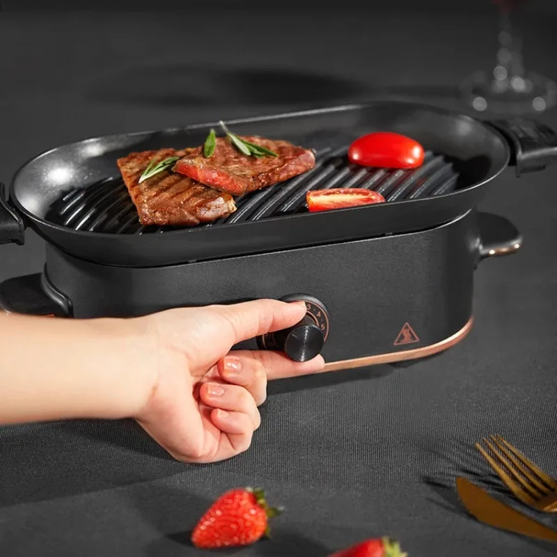 indoor smokeless electric grill barbecue machine for home kitchen appliances non stick cooking surface grill oven with removable free global shipping