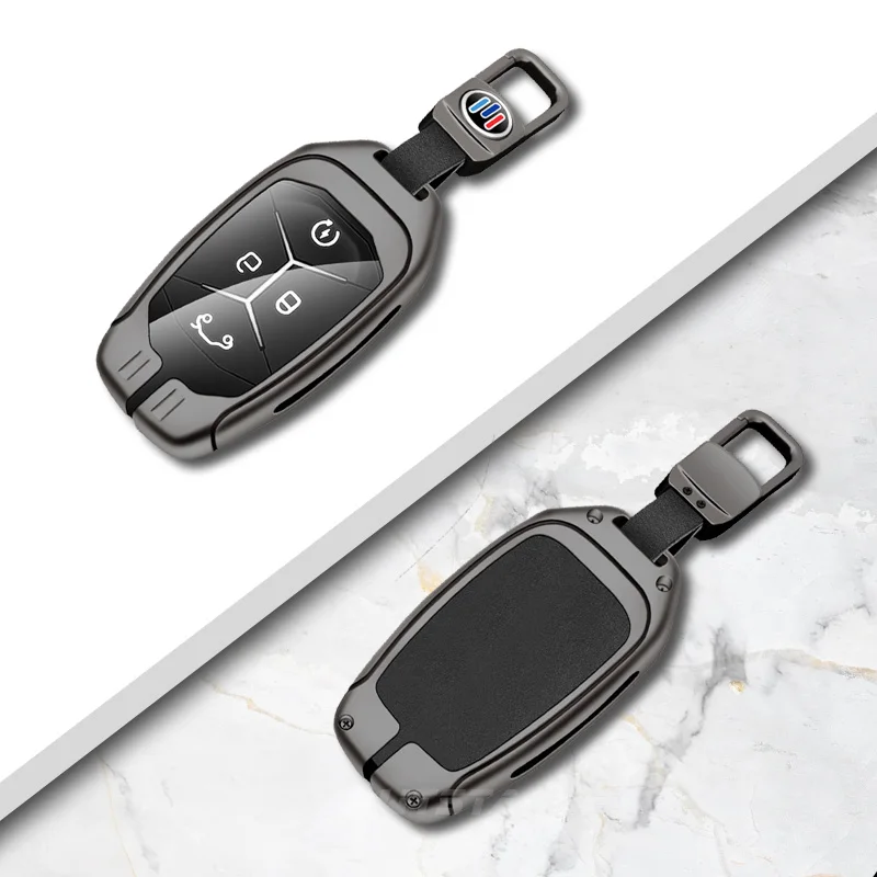 

Zinc Alloy+Leather Car Key Cover Case Shell For LYNK&CO 01 PHEV 02 03 05 Key Protector Case Accessories