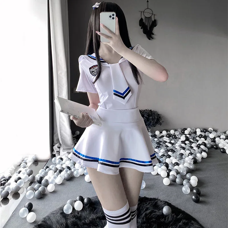 

Women Sexy Lingerie Sailor Energetic Student JK Uniform Cosplay Costumes College Soft Suit with Lovely Panties Roleplay