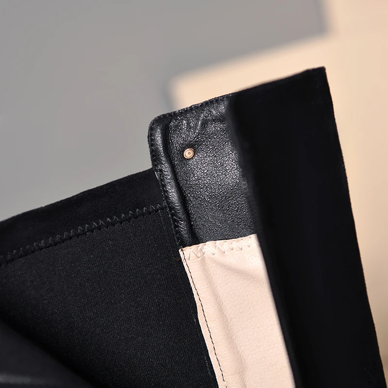 Женские ботфорты из эластичной ткани Осенние Зимние Черные Сапоги выше колена на