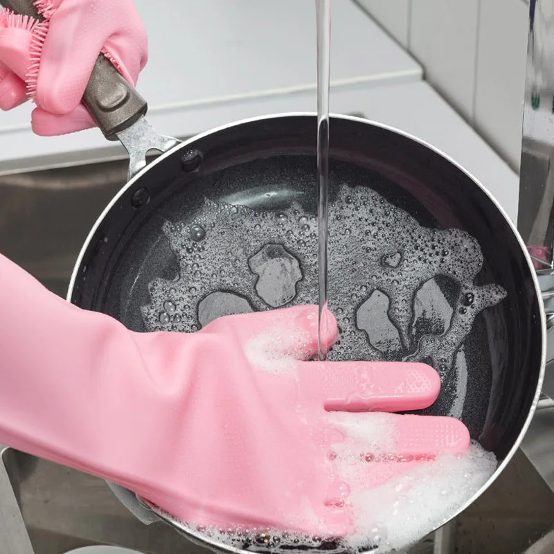 

2PCS Multifunction Silicone Cleaning Gloves Silicone Dish Washing Gloves For Kitchen Household Silicone Dishwashing Gloves