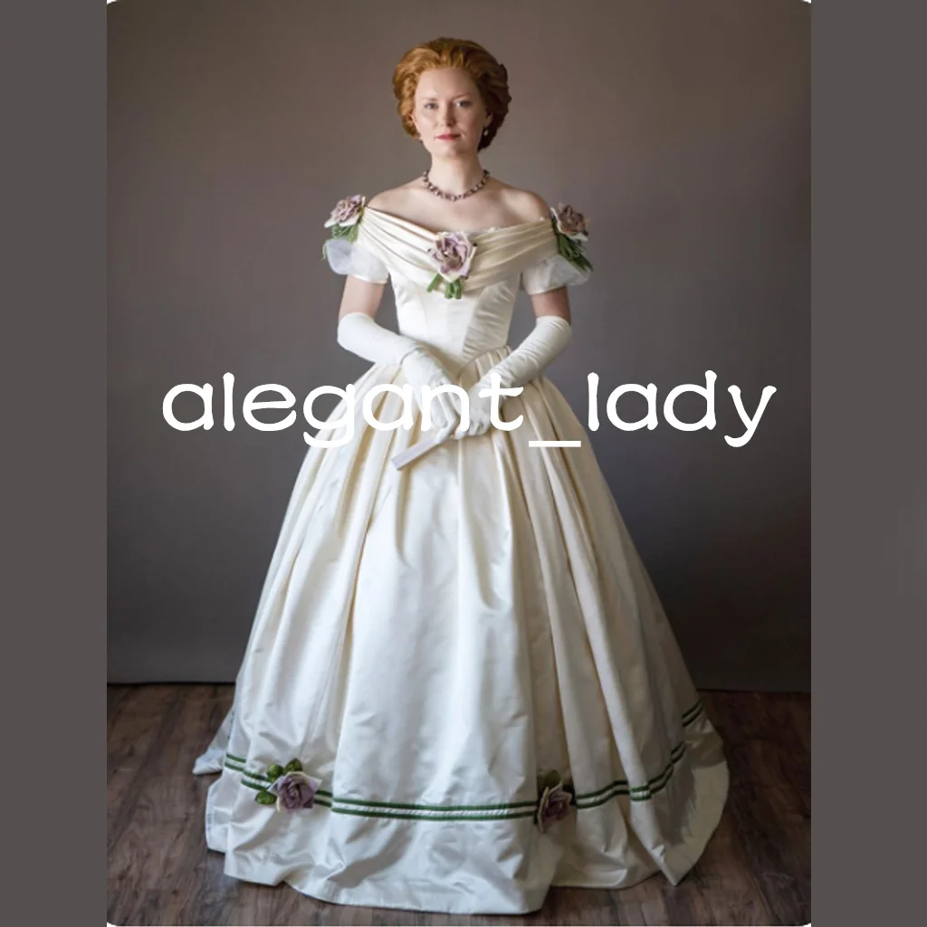 1860s Victorian Civil War Southern prom Dresses 3D Flowers Victorian rococo cosplay costune princess evening dress