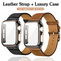 band case genuine leather strap for apple watch band 41mm 45mm 44mm 40mm for apple watch series 7 6 se 5 4 3 2 1
