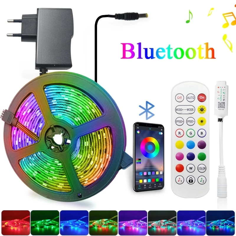 

Светодиодная лента Rgb 5050 2835 с Wi-Fi, Bluetooth, для украшения спальни, кухни, наружного освещения, Диодная лента, 12 В, белая светодиодная лента, лампа