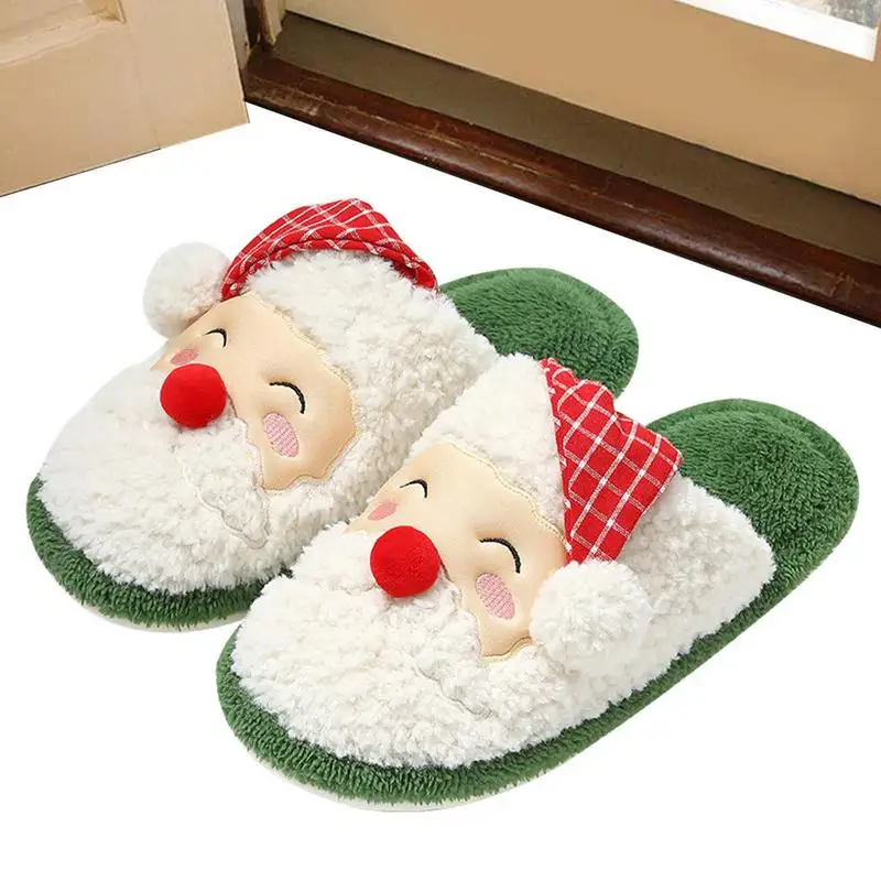 

Зимние домашние плюшевые тапочки, 3D, Санта-Клаус, плюшевые тапочки, обувь, рождественский подарок для семьи, друзей, ботильоны, плюшевый дом