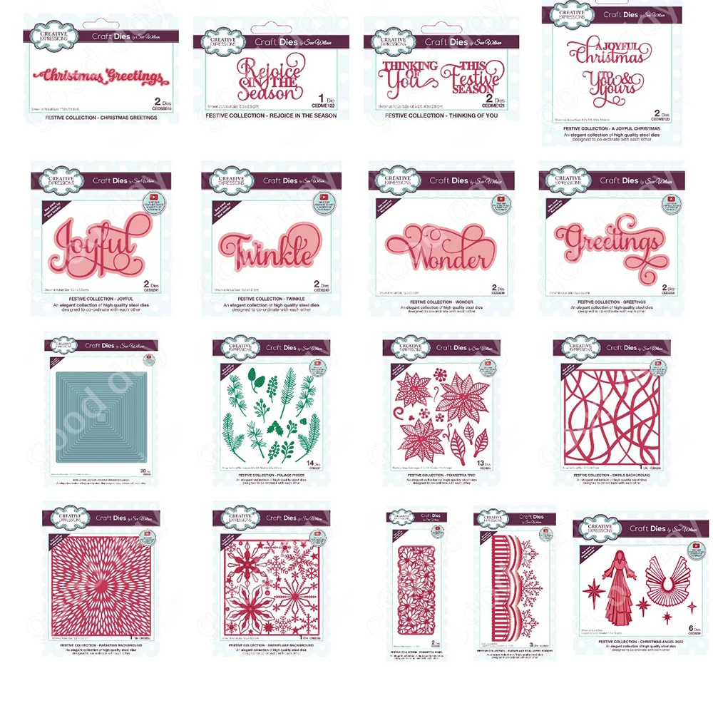 

Arrival Christmas 2022 New fblessing words flowers Metal Dies Scrapbook Diary Decoration Embossing Template Diy card Handmade