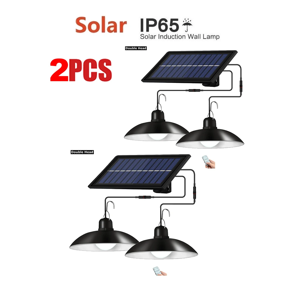 

remote 30 led 2 head Retro Lampshade Outdoor Indoor Solar Pendant Light Solar Powered Hanging Shed Lights Waterproof Decoration