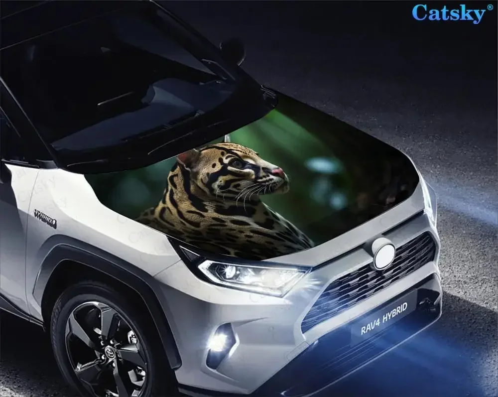 Леопардовые Виниловые стикеры на капот автомобиля с изображением животных в