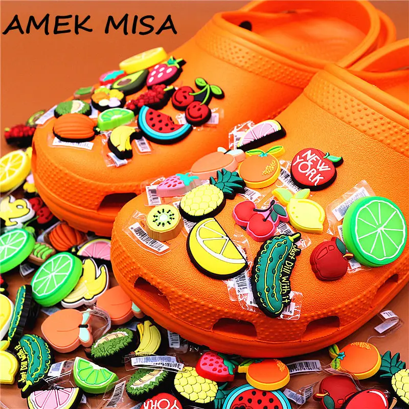 

Original Various Fruit Designer Shoe Charms 5pcs/lot Croc Buckle Accessories Luxury Clog Jewelry Decorations Gift Preferred Jibz