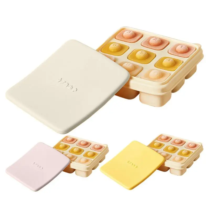 

Ice Cube Trays For Freezer Silicone Ice Cube Tray With Dust-proof Cover Compartmental Storage Easy Release Food Maker Container