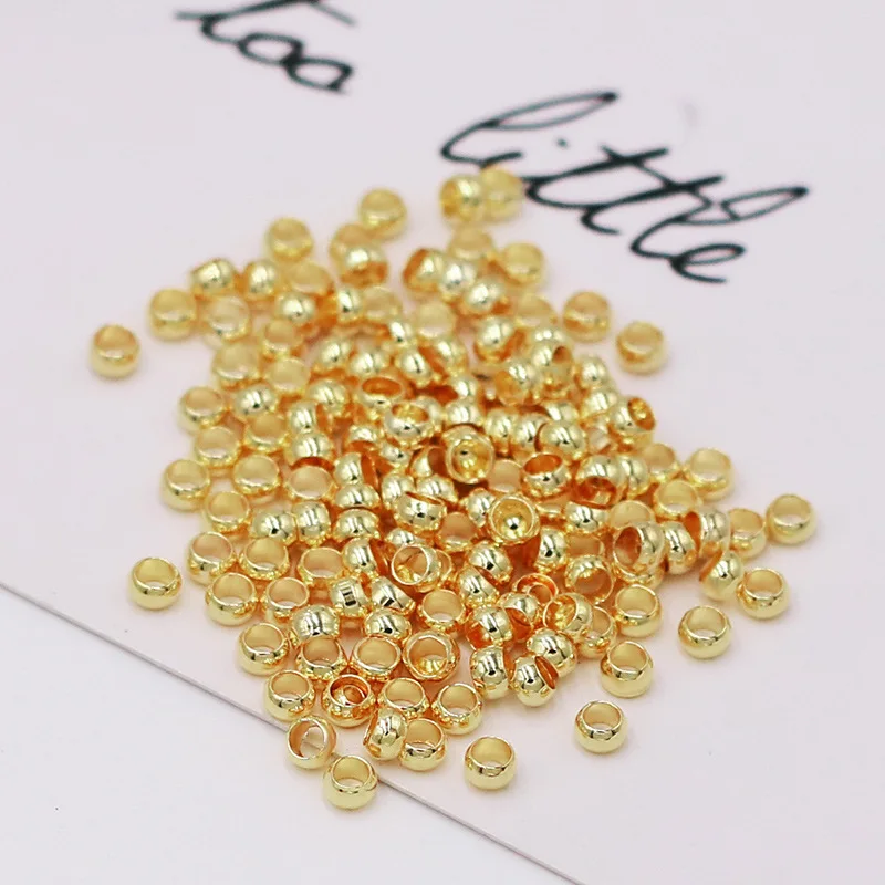 Round Crimp Beads End Stoppers Copper Gold Color Plated Jewelry Findings Closed Diy Bracelet Necklace Accessories Wholesale