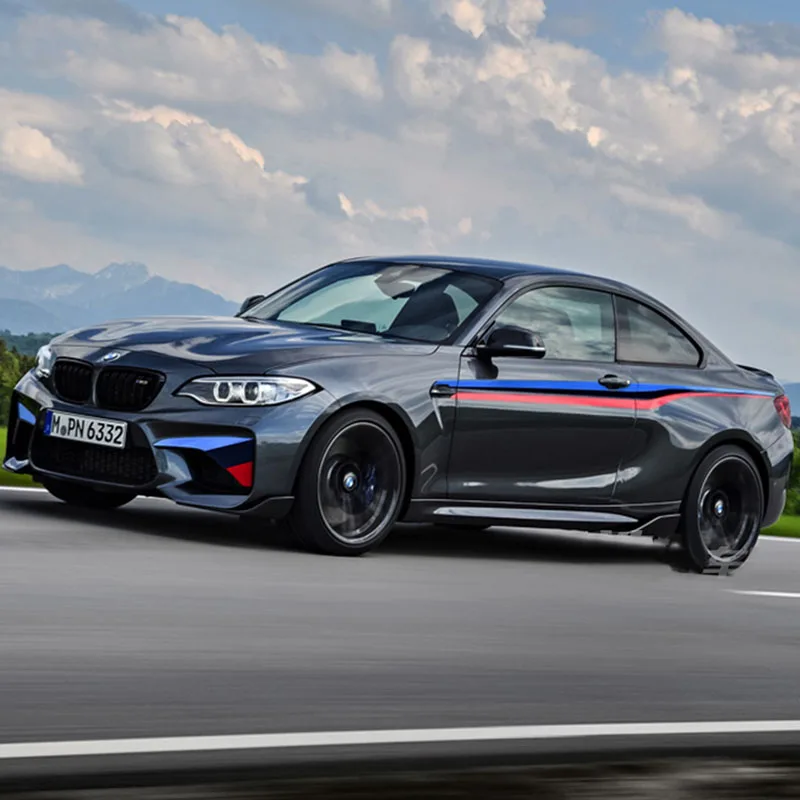 

2pcs M Performance Side Stripes Sticker Waist Line Decal For BMW M2 M3 M4 M5 1 2 3 4 5 Series Body Styling Accessories