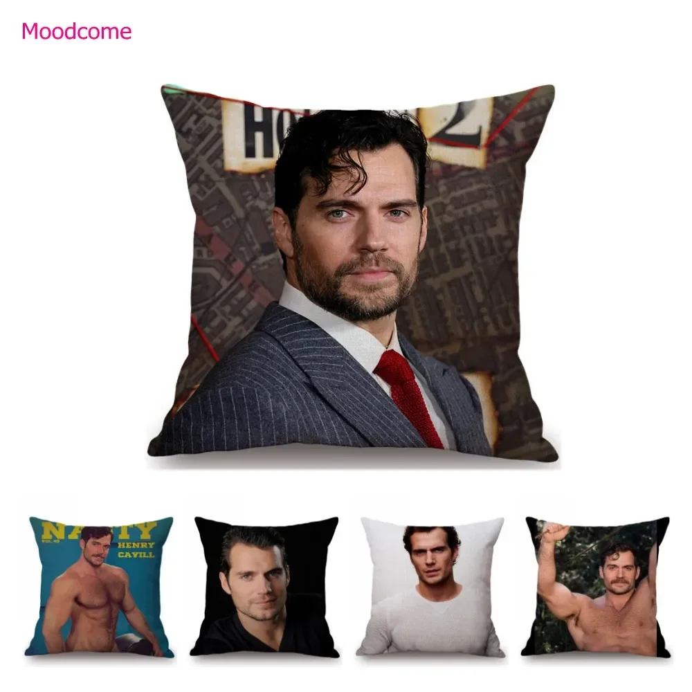 Привлекательный Чехол Для Подушки Из Хлопка И Льна С Мышцами Генри Кавилла