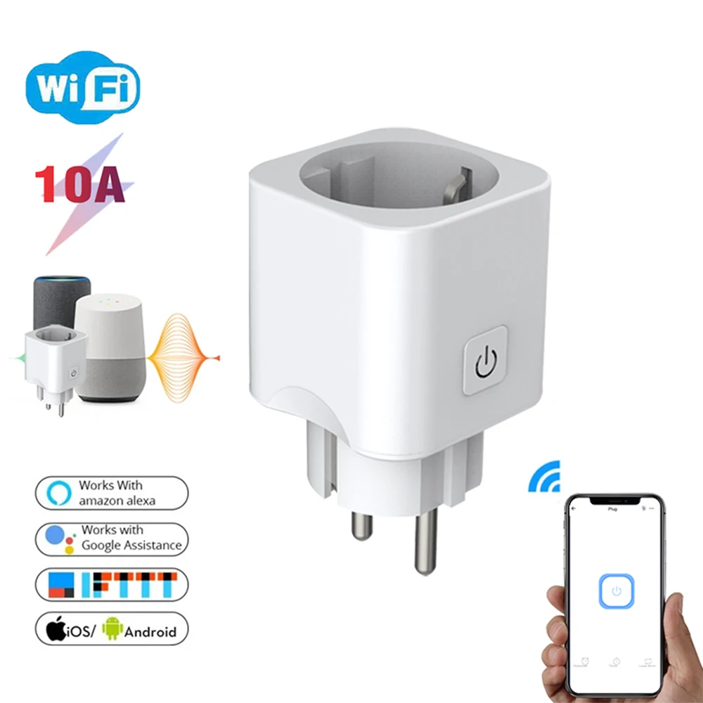 Купи EWeLink WiFi Smart Plug EU Socket 10A 220V Wireless Remote Control Smart Home Automation Works With Alexa Google Home за 704 рублей в магазине AliExpress