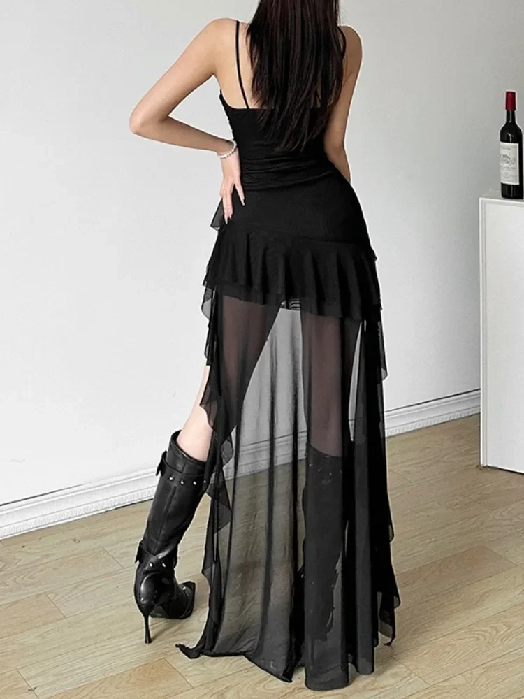 2024 Y2k Эстетическое нерегулярное платье с рюшами сексуальные плиссированные