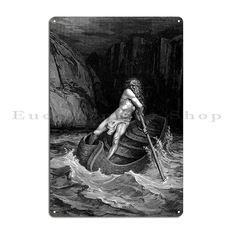 High Res Gustave Dor%C3%A9 Charon Ferryman Of The Dead 1860 металлическая вывеска украшение для бара
