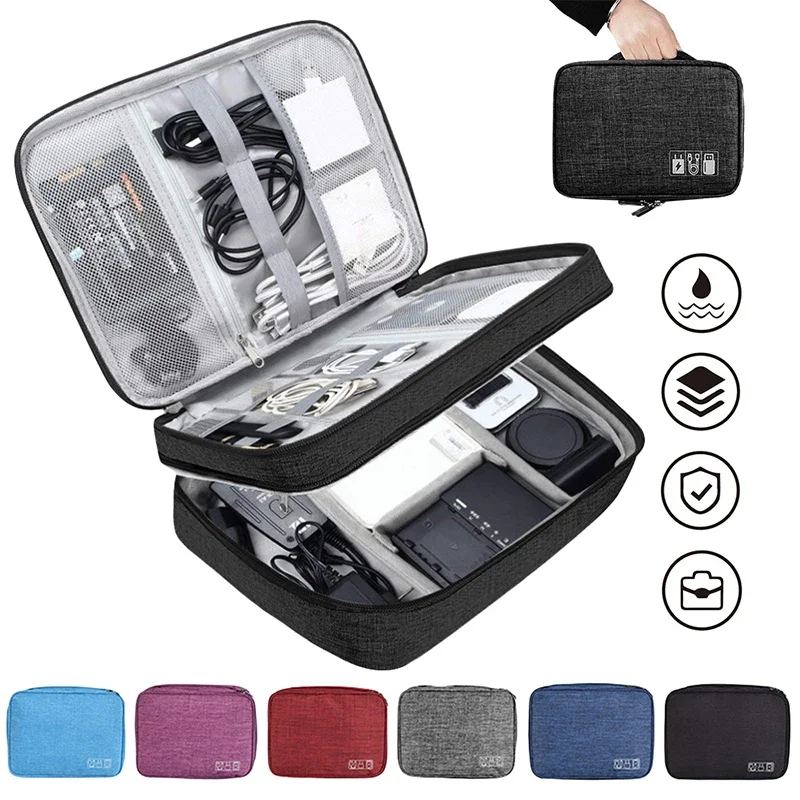 

Cable Storage Bag Waterproof Digital Electronic Organizer Portable USB Data Line Charger Plug Storage Bag Travel Cable Organizer