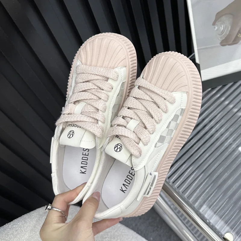 

Thick Soled Round Head White Zapatos Women Fashion Sneakers Comfortable Board Shoes Retro Casual Daily Sports Shoes Breathable
