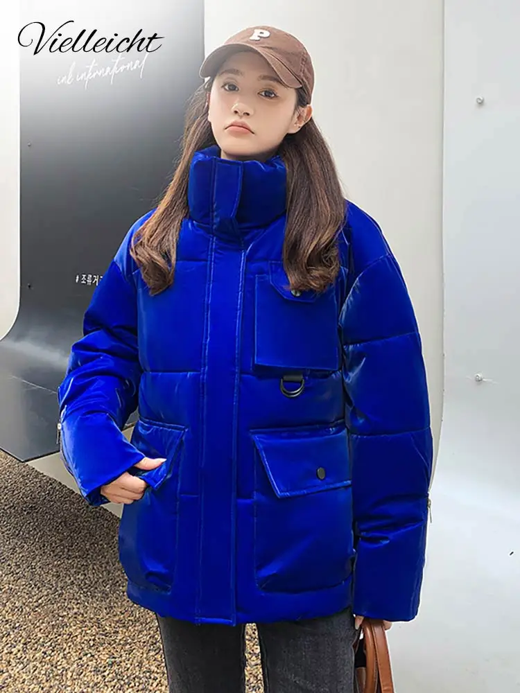 Vielleicht Winter Jacket Women Clothes Stand Collar Down Cotton Padded Coat Students Short Parka Thick Warm Top Casual Outerwear
