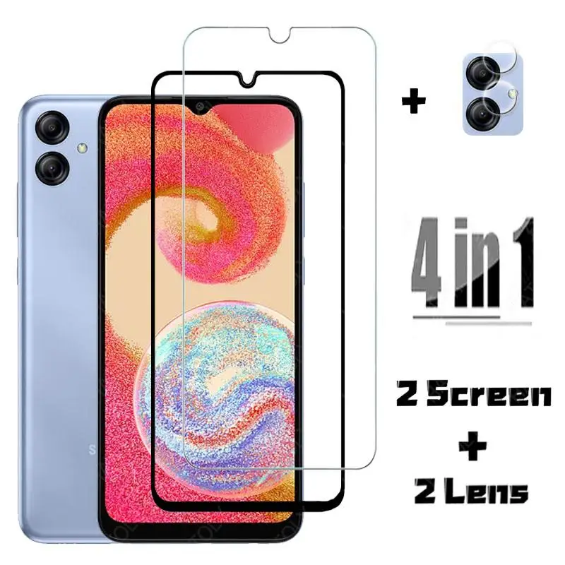 

4-in-1 For Samsung Galaxy A04E Glass For Samsung A03 A04E Tempered Glass Full Cover Screen Protector For Samsung A04E Lens Film