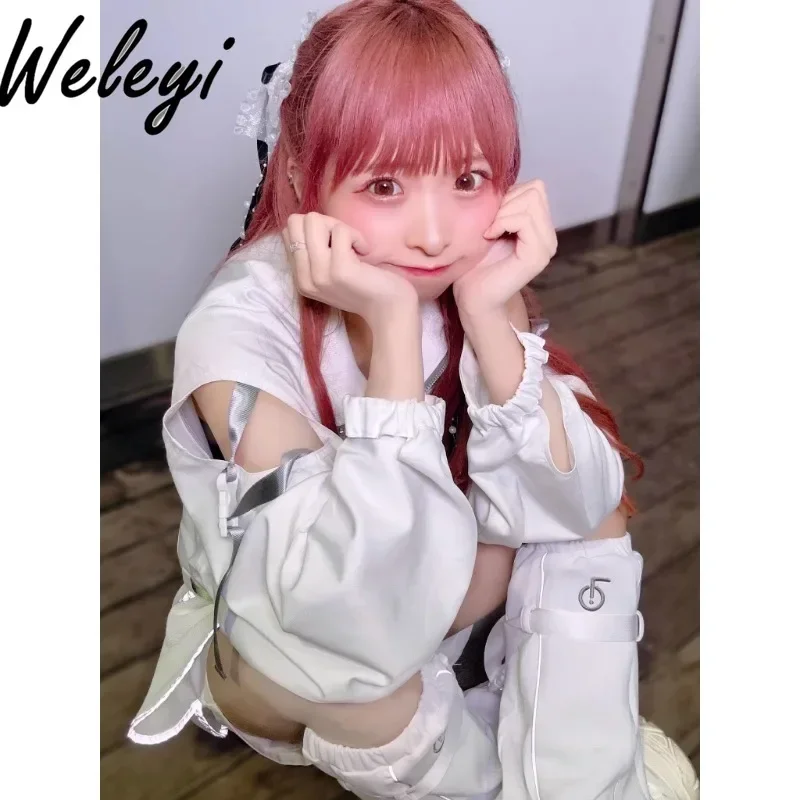 Японская спортивная Светоотражающая куртка в стиле Харадзюку Y2k пальто новая