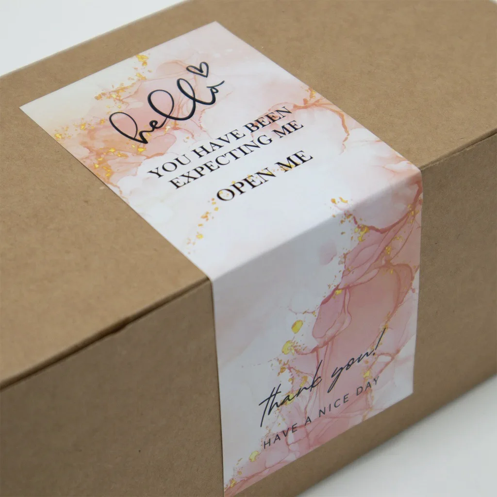 50PCS Rectangle Gift Box Seal Label Thank You Self-adhesive Sticker Waterproof Greeting Tags Bussiness Packages Supplies - купить по