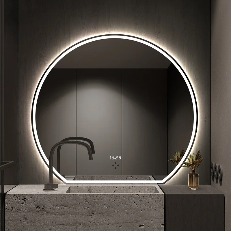 

Full Body Smart Mirror Bluetooth Shower Makeup Compact Bath Vanity Vanity Mirror Large Round Espelho Led Bathroom Furniture Z3