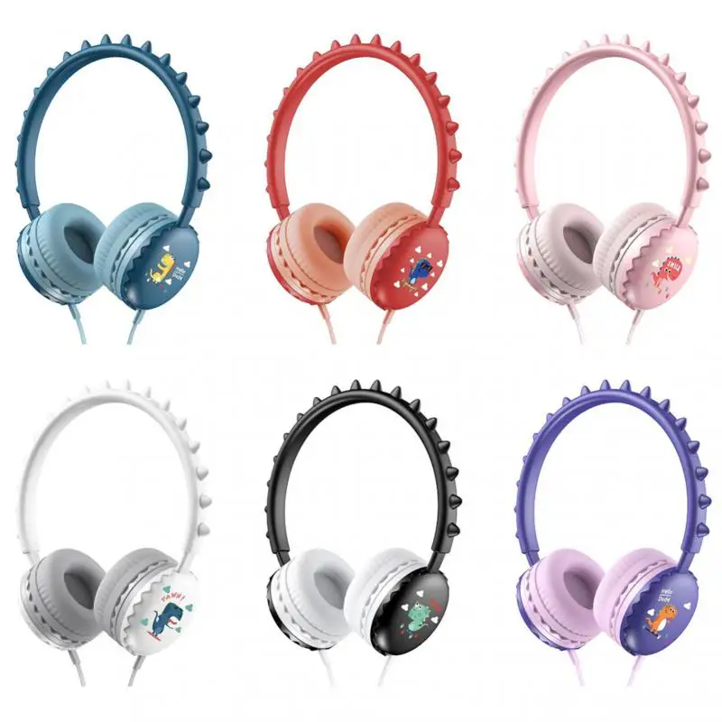 

3.5mm Dinosaur Wired Headphones Cute Wired Earphone With Mic Gaming Animal Headset Audio Jack For Kids Children Headband