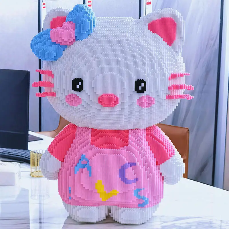 

Sanrios Cartoon Building Blocks Hello Kittys Character Assembled Model Aldult Toy Kids Gift Anime Figure Large Puzzle Assembly