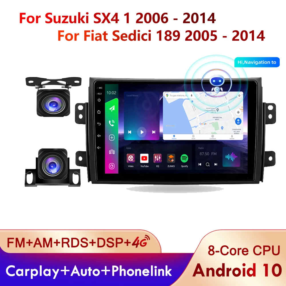 

PEERCE Android Auto Radio For Suzuki SX4 2006-2013 For Fiat Sedici 2005-2014 Carplay 4G Car Multimedia GPS 2din autoradio