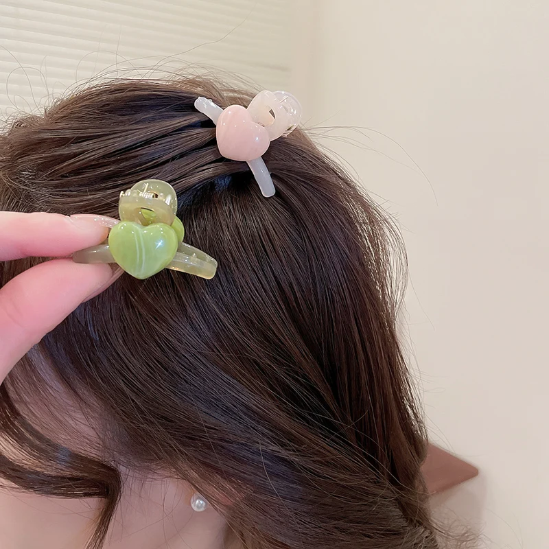 

DREJEW Heart Delicate Small Hair Claws for Women Girls Romantic Fashion Women's Hair Accessories Wedding Guest Headdresses