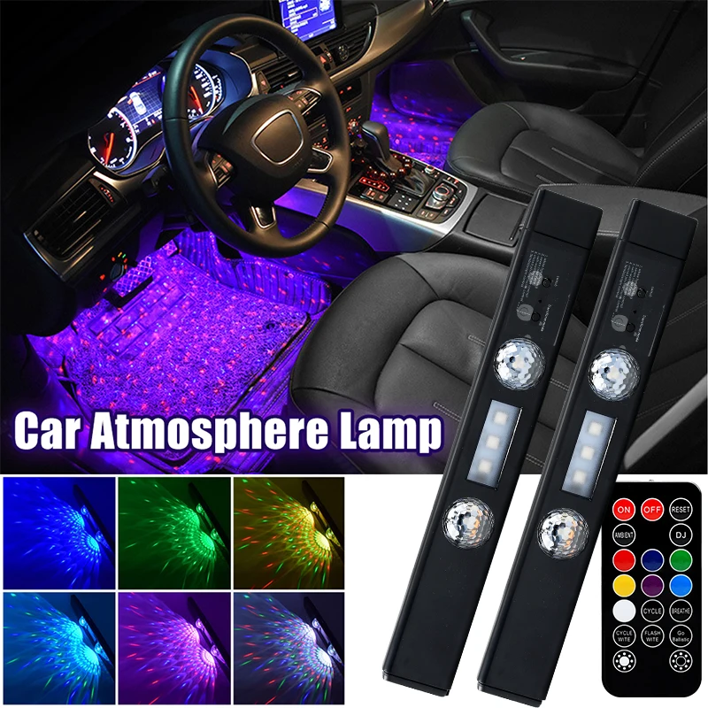 

Светодиодный автомобильный атмосферный фонарь RGB с дистанционным управлением беспроводной USB мультимодальный автомобиль верхний звездооб...