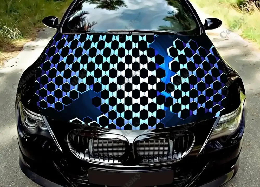 Гранж шестигранный капот автомобиля виниловые наклейки обертка виниловая
