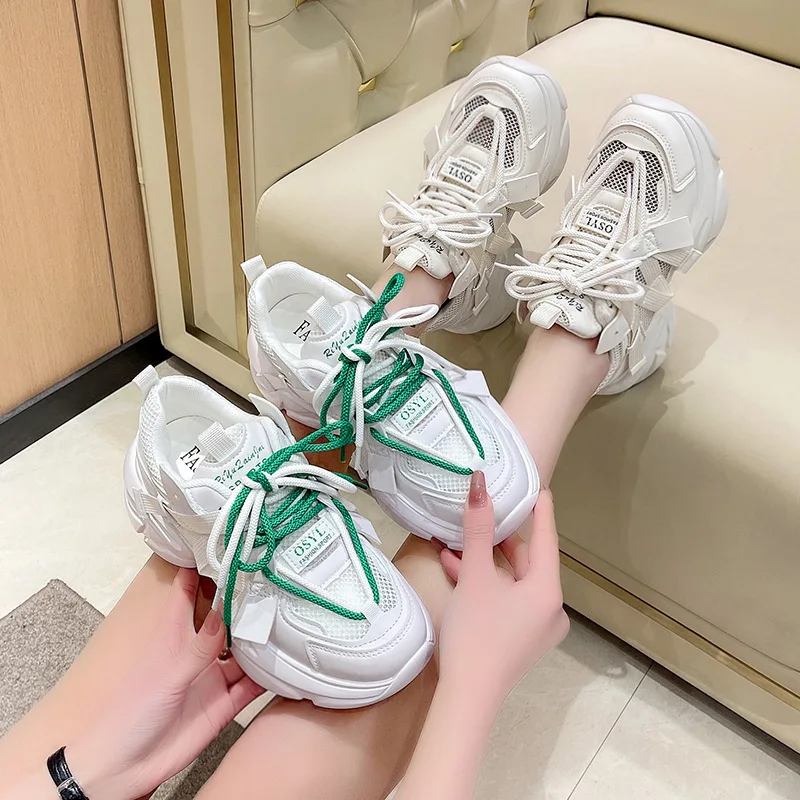 

Летняя женская обувь весна-осень сетчатая поверхность дышащая Корейская версия спортивная женская обувь на толстой подошве