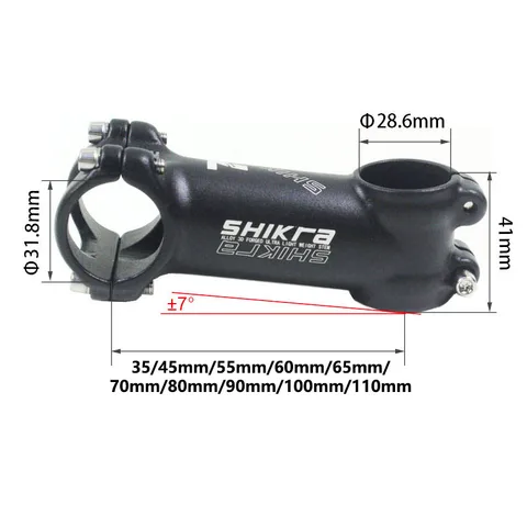 SHIKRA Вынос руля для MTB/Шоссейного велосипеда из алюминия 31.8 мм 7° 45/55/65/70/80/90/100/110 мм