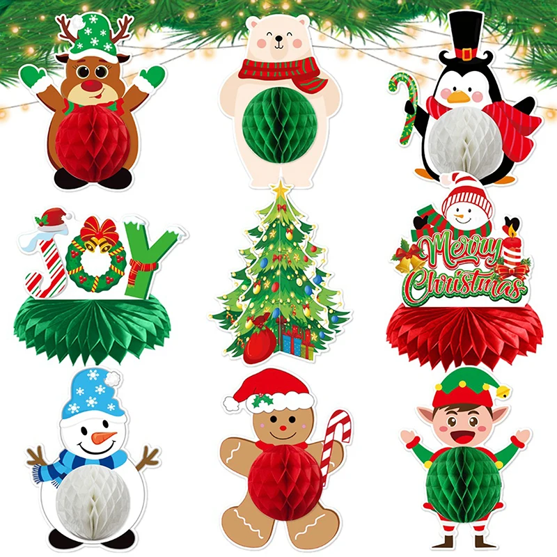 9 шт. украшения для рождественской вечеринки сотовые центральные элементы столов