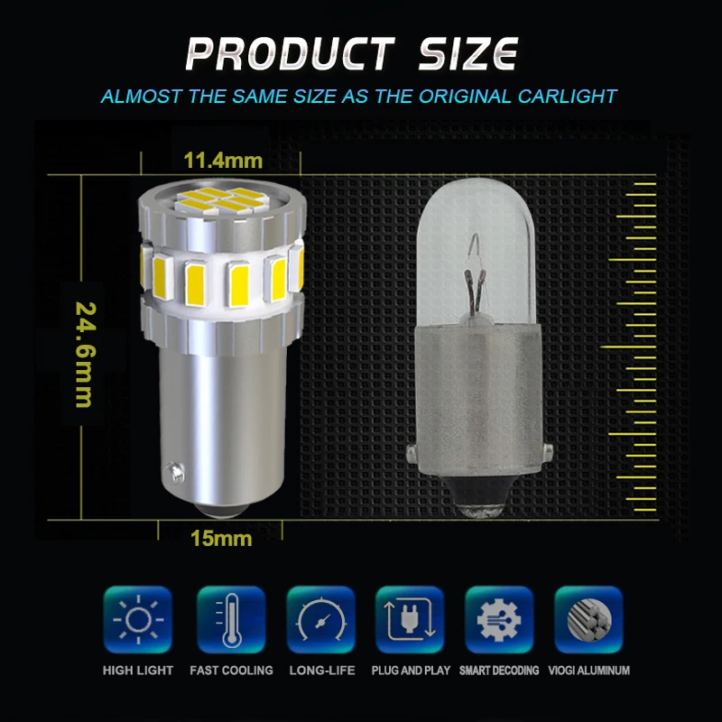 Светодиодная лампа Jiachi BA9S H6W 2 шт. для парковки Освещение номерного знака T11 W6W