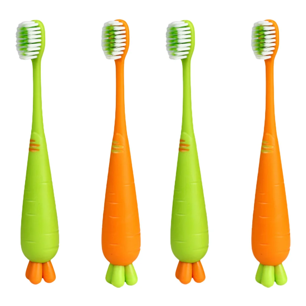 

4 pcs Toddler Toothbrush Kids Manual Toothbrush Carrot Children Manual Toothbrushes