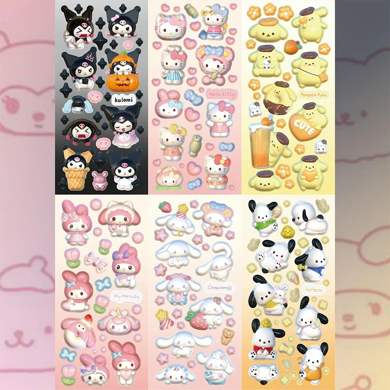 

3D Sanrio лазерная карта Goo тарелка наклейка INS мультфильм DIY Ручная учетная запись маленькая карта декоративный материал Хэллоуин Рождественск...